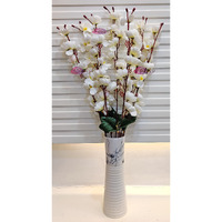 ARTSY Artificial Flowers for Decoration Cherry Blossom Flower Bunch for vase, Home Decor, Office decor, artificial plant, gift, craft, without vase, White 1 Piece, 55 cm height, fabric