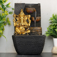 Global Grabbers Polyresin Table Top Indoor Outdoor Water Fall Fountain with LED Lights Home Decor Decoration Gift Gifting Items-GOL_BRO-SF21-(000) (MINI, GOL_BRO-SF21)