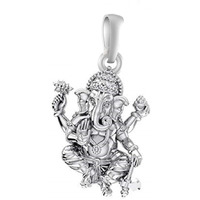 Akshat Sapphire Sterling Silver (92.5% purity) God Ganesh Pendant for Men & Women Pure Silver Lord Ganapathy Locket for Good Health & Wealth