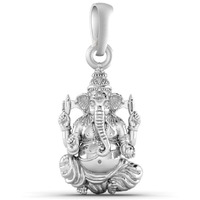 Akshat Sapphire Sterling Silver (92.5% purity) God Ganesh Pendant for Men & Women Pure Silver Lord Ganapathy Locket for Good Health & Wealth