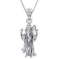 Akshat Sapphire Sterling Silver (92.5% purity) God Ganesh Pendant for Men & Women Pure Silver Lord Ganapathy Locket for Good Health & Wealth