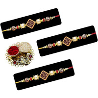 Saugat Traders Traditional Dora Set of 3 For Brother With Roli Chawal and Ganesh Ji Chopra