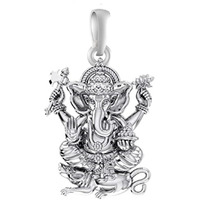 Akshat Sapphire Sterling Silver (92.5% purity) God Ganesh Pendant for Men & Women Pure Silver Lord Ganapathy Locket for Good Health & Wealth