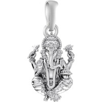 Akshat Sapphire Sterling Silver (92.5% purity) God Ganesh Pendant for Men & Women Pure Silver Lord Ganapathy Locket for Good Health & Wealth