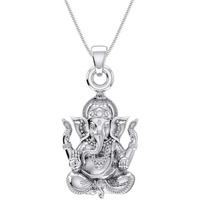 Akshat Sapphire Sterling Silver Silver and Sapphire God Ganesh Ji Pendant for Unisex Adult - (Silver_99 gm)