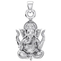 Akshat Sapphire Sterling Silver (92.5% purity) God Ganesh Pendant for Men & Women Pure Silver Lord Ganapathy Locket for Good Health & Wealth