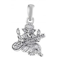 Akshat Sapphire Sterling Silver (92.5% purity) God Ganesh Pendant for Men & Women Pure Silver Lord Ganapathy Locket for Good Health & Wealth