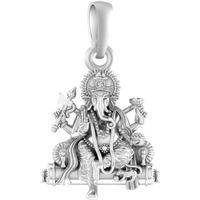 Akshat Sapphire Sterling Silver (92.5% purity) God Ganesh Pendant for Men& Women Pure Silver Lord Ganapathy Locket for Good Health & Wealth