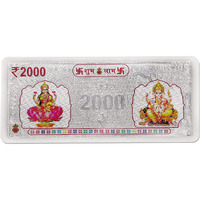 MAA SILVER Pure Silver Laxmi Ganesh ji Rs. 2000 Currency Note for Gifting & Religious Use (999 Purity)(2.5 Grams Silver)
