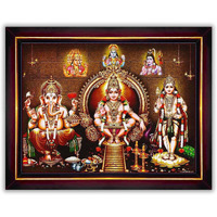 Pavan Photo Laminations Lord Ayyappa Swamy Ganesha Ganesh Murugan Wall Painting Framed Home Decor (Wood,Matte,Brown,Small Size,6 x 8 Inch) B86S