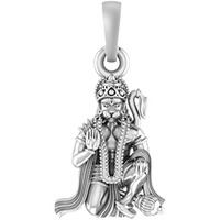 Akshat Sapphire Sterling Silver (92.5% purity) God Hanuman Pendant for Men & Women Pure Silver Lord Bajrang Bali Locket for Good Health & Wealth