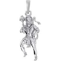 Akshat Sapphire Sterling Silver (92.5% purity) God Hanuman Pendant for Men & Women Pure Silver Lord Bajrang Bali Locket for Good Health & Wealth