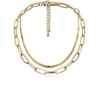Yellow Chimes Choker Necklace for Women Gold Plated Chain Choker Necklace for Girls Dual Layer Choker Necklace for Women and Girls