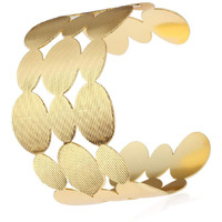 Yellow Chimes Bracelet for Women and Girls Fashion Golden Cuff Kadaa Bracelets for Women | Oval Shaped Gold Plated Hand Cuff Kadaa Bracelet | Birthday Gift For Girls and Women.