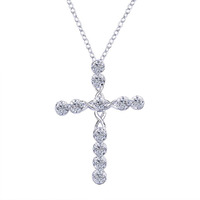 Midnight Sparkle Cross Pendant 925 Sterling Silver Plated (Hallmarked) for Girls and Women by Yellow Chimes