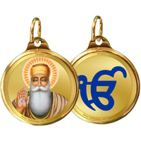 Diviniti 24K Double sided Gold Plated Pendant Gurunanak & Ekomkar 18 MM Flip Coin for Men, Women & Children Good Health & Wealth Idol for gifting love ones on any occasion (1 PCS)