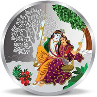 ACPL Precious Moments BIS Hallmarked Silver Coin Radha Krishna on the swing Multi-Color 100 gm 999 Pure
