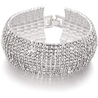 YouBella Jewellery Silver Plated Stylish Latest Crystal Bracelet Bangle Jewellery For Girls and Women