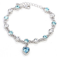 University Trendz 18k Rhodium Plated Antique Blue charm Bracelet for Girls UTB_013 (Sky Blue)