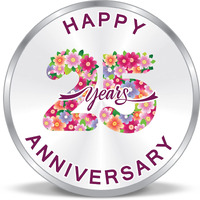 ACPL Precious Moments BIS Hallmarked Silver Coin 25th & 50th Happy Anniversary Floral Design 999 Pure