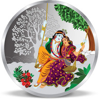 ACPL Precious Moments BIS Hallmarked Silver Coin Radha Krishna on the swing Multi-Color 50 gm 999 Pure