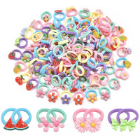 NEOBABY Elastic Hair Rubber Bands Ties Accessories for Kids Baby Girls & Womens with Fancy Cartoon Characters Designs (Assorted 6 Pairs)