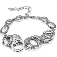 Shining Diva Fashion Stylish Silver Plated Cubic Zirconia Charm Bracelet for Women (9873b)