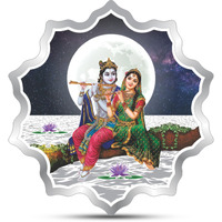 Precious Moments Radha Krishna 20 Gram Silver Coin BIS Hallmarked Flower Shaped 999 Purity with Gift Box by ACPL