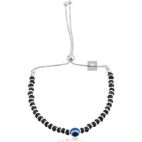 NEMICHAND JEWELS Nazariya Evil Eye Black Crystal 925 Pure Silver Adjustable Bracelets for Women & Girls