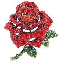 YouBella Jewellery for Women Stylish Celebrity Inspired Love Rose Shaped Brooch for Women/Men/Girls/Boys (Red) (YB_Brooch_155)