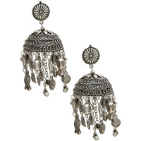 YouBella Jewellery Celebrity Inspired Oxidised Silver Big Size Jhumki Earrings for Girls and Women (Style 1)