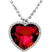 YouBella Jewellery Crystal Heart Titanic Necklace for Girls Fashion Pendant Necklace Jewellery for Girls and Women (Red)