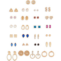 Zaveri Pearls Set of 25 Gold Tone Classy Contemporary Studs Earrings For Women-ZPFK14640
