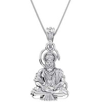 Akshat Sapphire Sterling Silver (92.5% purity) God Hanuman Pendant for Men & Women Pure Silver Lord Bajrang Bali Locket for Good Health & Wealth