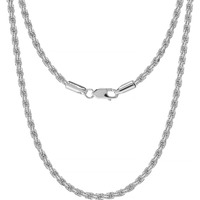 Amazon Brand - Nora Nico 925 Sterling Silver BIS Hallmarked Italian Diamond-Cut Braided Rope Chain Necklace for Men and Women 20 Inches