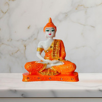 KBV Meditating Gautam Buddha Statue Showpiece Idol Figurine for Feng Sui, Vastu, Home Decor, Office, Diwali, Gifting, Living Room, Bedroom, Study Table, Bookself (Marble Orange)