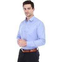 XJARVIS Clifton Men's Solid Cotton Blend | Formal Shirt with Pocket | Plain | Design with Spread Collar & Full Sleeves - Regular Fit, Pack of 1 (Blue, L)