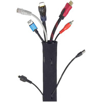 ELV Direct Cable Organiser Manager Cord Management System Sleeve for TV, Computer, Home Theatre, Speaker, Hdmi, Cables with Zipper (19 Inch / 48Cm), Black 19 inch