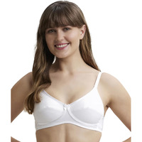 Jockey 1242 Women's Wirefree Non Padded Super Combed Cotton Elastane Stretch Medium Coverage Cross Over Everyday Bra with Adjustable Straps_White_34B