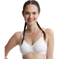 Jockey 1581 Women's Wirefree Non Padded Super Combed Cotton Elastane Stretch Medium Coverage Beginners Bra with Ultrasoft and Durable Underband_White_34B