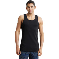 Jockey Men's Cotton Vest (9922-0105-BLACK Black M)