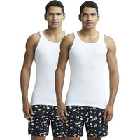 Jockey 8823 Men's Super Combed Cotton Rib Round Neck Sleeveless Vest with Stay Fresh Properties (Pack of 2)_White_M