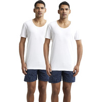 Jockey 8817 Men's Super Combed Cotton Round Neck Half Sleeved Vest with Extended Length for Easy Tuck (Pack of 2)_White_L