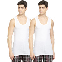 Jockey 8816 Men's Super Combed Cotton Round Neck Sleeveless Vest with Extended Length for Easy Tuck (Pack of 2)_White_100