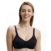 Jockey 1250 Women's Wirefree Non Padded Super Combed Cotton Elastane Stretch Full Coverage Everyday Bra with Contoured Shaper Panel and Adjustable Straps_Black_36C