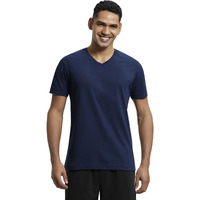 Jockey Men's Regular Fit V Neck Half Sleeved T-Shirt 2726_Navy_L