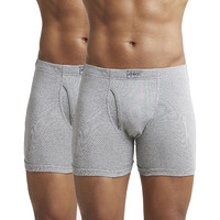 Jockey Men's Super Combed Cotton rib fabric Boxer Briefs with Front Fly, Ultrasoft and Durable concealed waistband (Pack of 2) 8008_Grey Melange_XXL