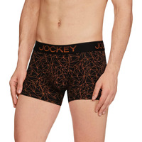 Jockey FP23 Men's Super Combed Cotton Elastane Stretch Printed Trunk with Ultrasoft Waistband (Colors & Prints May Vary)_Navy with Balliard Text_XL