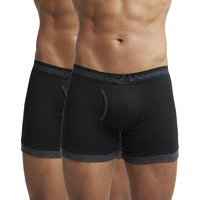 Jockey Men's Super Combed Cotton Rib Solid Boxer Brief with Stay Fresh Properties (Pack of 2)_Style_1017_Black & Black Melange_L