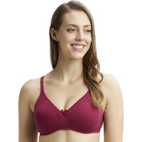 Jockey 1722 Women's Wirefree Non Padded Super Combed Cotton Elastane Stretch Medium Coverage Everyday Bra with Concealed Shaper Panel and Adjustable Straps_Beet Red_34C